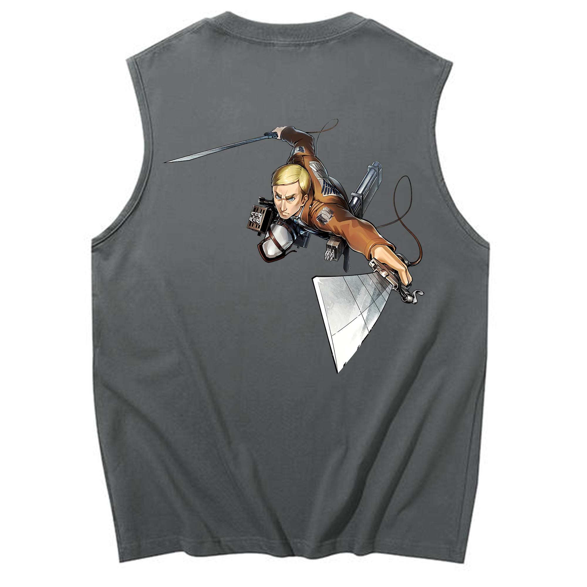 （画像用） 進撃の巨人 エルヴィン・スミス Attack on Titan Erwin Smith コットン100％タンクトップ（背面プリント）